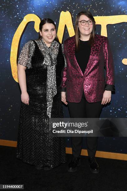 Beanie Feldstein and Bonnie Chance Roberts attend the world premiere of "Cats" at Alice Tully Hall, Lincoln Center on December 16, 2019 in New York...