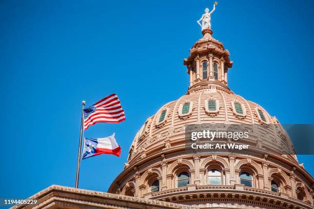 the dome of the texas state capitol - texas lone star state stock pictures, royalty-free photos & images