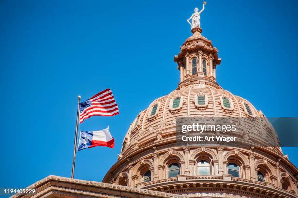 the dome of the texas state capitol - texas state stock pictures, royalty-free photos & images