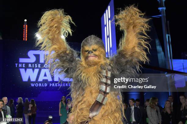 Chewbacca arrives for the World Premiere of "Star Wars: The Rise of Skywalker", the highly anticipated conclusion of the Skywalker saga on December...