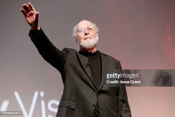 Composer John Williams speaks onstage during the World Premiere of "Star Wars: The Rise of Skywalker", the highly anticipated conclusion of the...