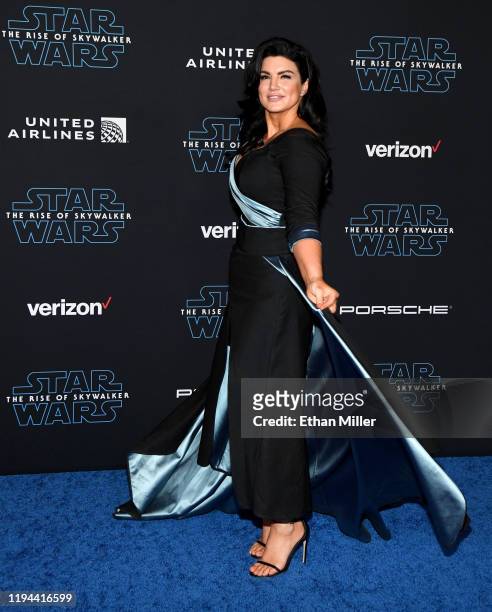 Actress Gina Carano attends the premiere of Disney's "Star Wars: The Rise of Skywalker" on December 16, 2019 in Hollywood, California.