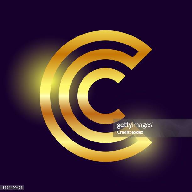 glitter c logo sign - letter c stock illustrations