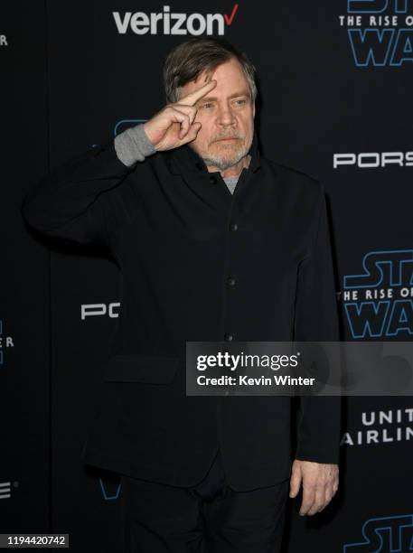 Mark Hamill arrives at the premiere of Disney's "Star Wars: The Rise Of The Skywalker" on December 16, 2019 in Hollywood, California.