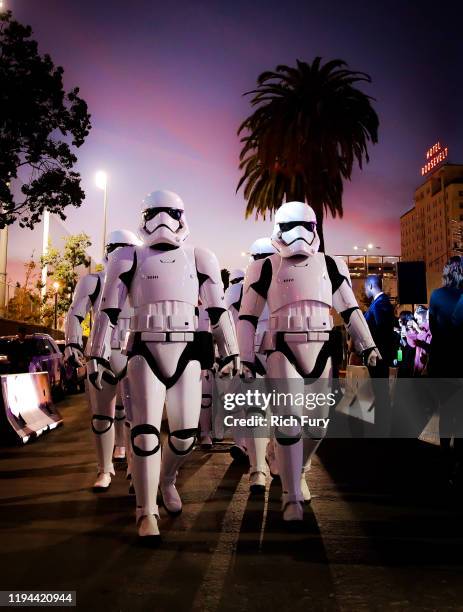 Stormtroopers are seen at the Premiere of Disney's "Star Wars: The Rise Of Skywalker" on December 16, 2019 in Hollywood, California.