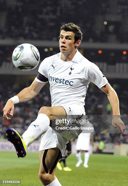 Gareth Bale of Tottenham Hotspur in action during the 2011 Vodacom Challenge match between Orlando Pirates and Tottenham Hotspur at Mbombela Stadium...