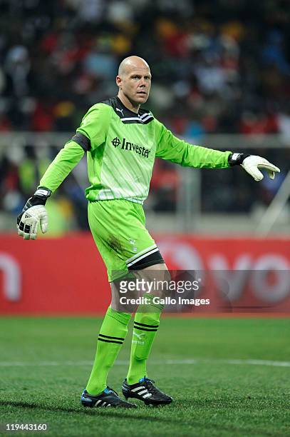 Goalkeeper Brad Friedel of Tottenham Hotspur looks on during the 2011 Vodacom Challenge match between Orlando Pirates and Tottenham Hotspur from...