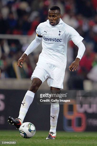 Bongani Khumalo of Tottenham Hotspur controls the ball during the 2011 Vodacom Challenge match between Orlando Pirates and Tottenham Hotspur from...