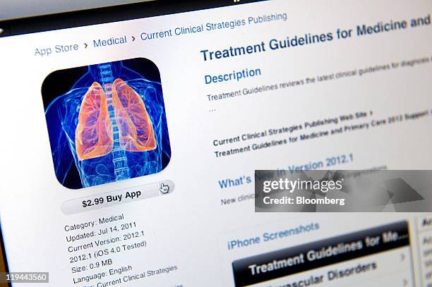 Screen shot of a health care application for Apple Inc.'s iPad and iPhone is displayed for a photograph in San Francisco, California, U.S., on...