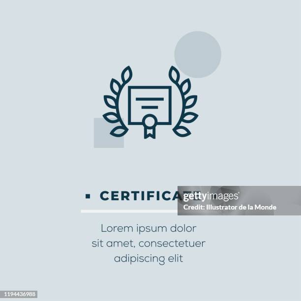 ilustrações de stock, clip art, desenhos animados e ícones de certificate line icon, stock illustration - certification-icon