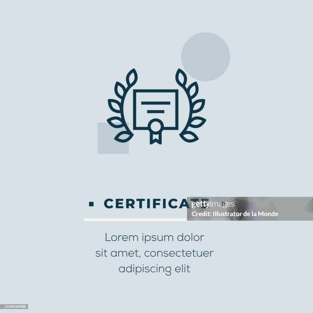 Certificate Line Icon, Stock Illustration