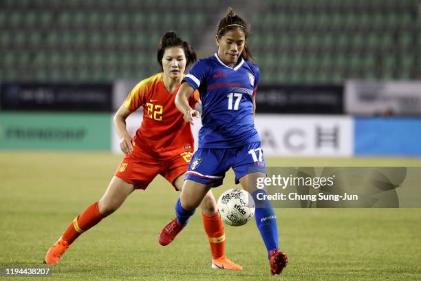 Gu Yasha of Chinese Taipei in action during the Women's EAFF E-1 Football Championship match between Chinese Taipei and China at Busan Gudeok Stadium...