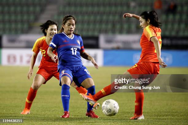 Gu Yasha of Chinese Taipei in action during the Women's EAFF E-1 Football Championship match between Chinese Taipei and China at Busan Gudeok Stadium...