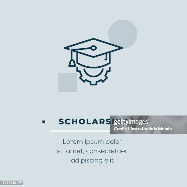 ilustraciones, imágenes clip art, dibujos animados e iconos de stock de icono de la línea de becas, ilustración de stock - beca