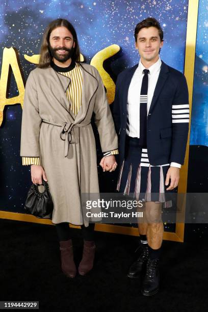 Jonathan Van Ness and Antoni Porowski attend the world premiere of "Cats" at Alice Tully Hall, Lincoln Center on December 16, 2019 in New York City.