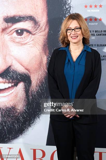 Luciano Pavarotti Foundation President Nicoletta Mantovani Pavarotti attends 'Pavarotti' photocall at the Intercontinental Hotel on December 17, 2019...