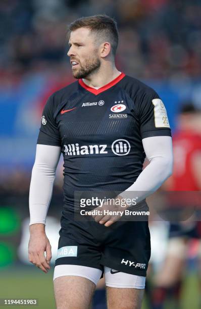 Elliot Daly of Saracens during the Heineken Champions Cup Round 4 match between Saracens and Munster Rugby at Allianz Park on December 14, 2019 in...