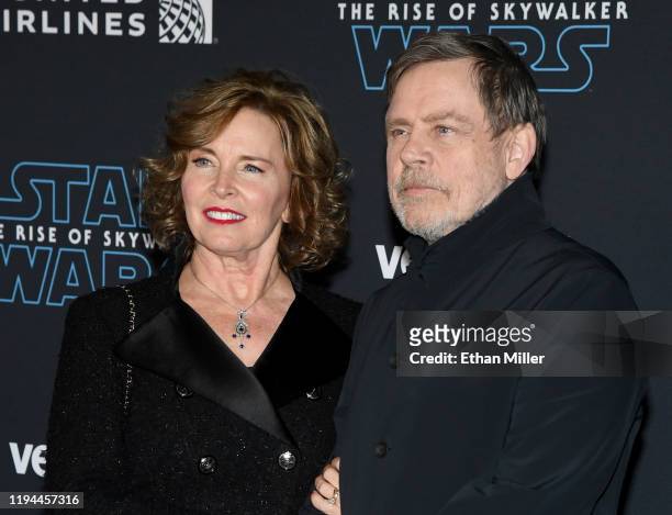 Marilou Hamill and her husband, actor Mark Hamill, attend the premiere of Disney's "Star Wars: The Rise of Skywalker" on December 16, 2019 in...