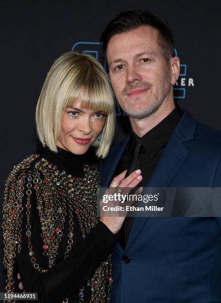 Actress Jaime King and director/producer Kyle Newman attend the premiere of Disney's "Star Wars: The Rise of Skywalker" on December 16, 2019 in...