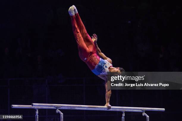 Arthur Dalaloyan of Russia in action on the Parallel Bars during the Gymgala 2020 at Lotto Arena on December 14, 2019 in Antwerpen, Belgium.