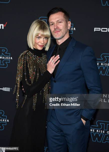 Actress Jaime King and director/producer Kyle Newman attend the premiere of Disney's "Star Wars: The Rise of Skywalker" on December 16, 2019 in...