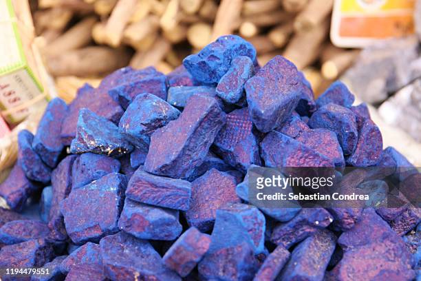 blue azulejo moroccan stone, medina marrakesh, morocco, africa - lapis lazuli ストックフォトと画像