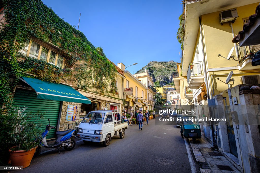 Street outside the main gate of Taormina Sicily