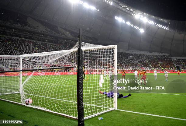 Anice Badri of Esperance Sportive de Tunis scores his sides third goal from the penalty spot during the FIFA Club World Cup 2019 5th place match...