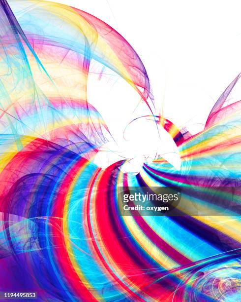 spiral vortex swirl abstract glowing rainbow lgbtq white backgrounds - vertigo stock pictures, royalty-free photos & images