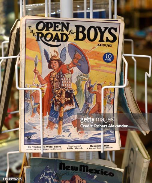 Vintage 1930s copy of 'The Open Road For Boys' magazine for sale at an antique shop in Santa Fe, New Mexico. The monthly magazine, encouraging the...