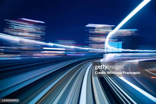 high speed abstract mrt track of motion light for design background - motion business speed stock-fotos und bilder