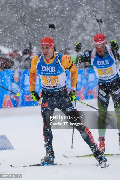 Arnd Peiffer of Germany in action competes during the Men 4x7.5 km Relay Competition at the BMW IBU World Cup Biathlon Ruhpolding on January 18, 2020...