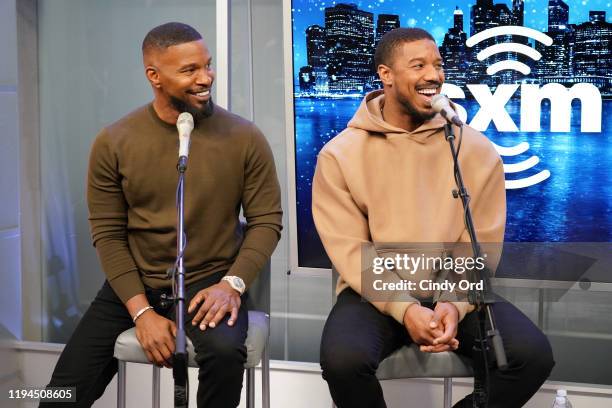 Jamie Foxx and Michael B. Jordan attend SiriusXM's Urban View 'Just Mercy' Town Hall with Michael B. Jordan & Jamie Foxx on December 17, 2019 in New...