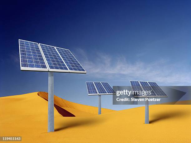 solar panels in the desert - solar panel isolated stock pictures, royalty-free photos & images