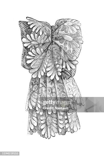 bouquet of lace jabot (neckwear) - striped dress stock illustrations