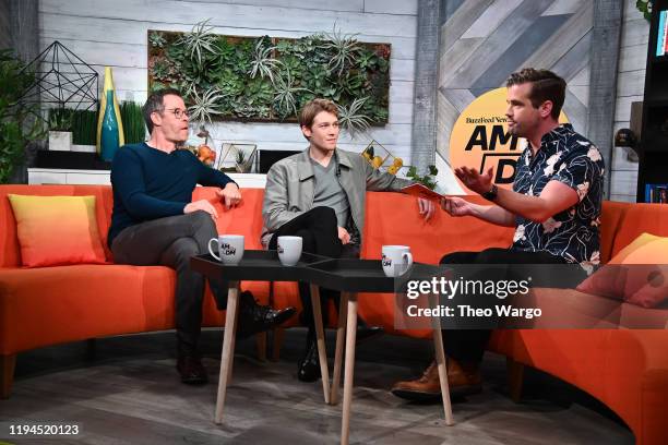 Guy Pearce, Joe Alwyn and David Mack during BuzzFeed's "AM To DM" on December 17, 2019 in New York City.