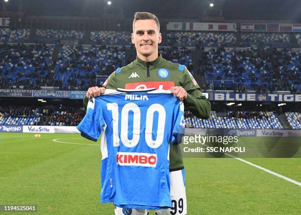 Arkadiusz Milik during the Serie A match between SSC Napoli and ACF Fiorentina at Stadio San Paolo on January 18, 2020 in Naples, Italy.