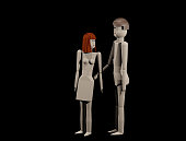A man gropes a woman (3D illustration)