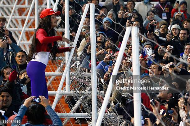 Larissa Riquelme, supporter of paraguay, during a semi final match at Malvinas Argentinas Stadium on July 20, 2011 in Mendoza, Argentina.