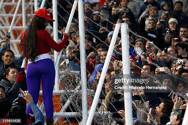 Larissa Riquelme, supporter of paraguay, during a semi final match at Malvinas Argentinas Stadium on July 20, 2011 in Mendoza, Argentina.