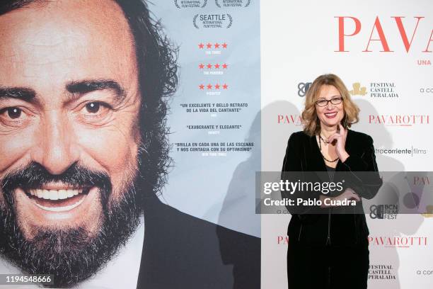 Luciano Pavarotti Foundation President Nicoletta Mantovani attends 'Pavarotti' premiere at Verdi Cinema on December 17, 2019 in Madrid, Spain.