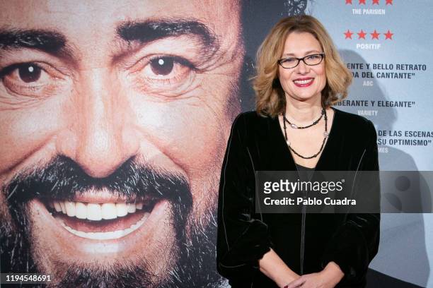 Luciano Pavarotti Foundation President Nicoletta Mantovani attends 'Pavarotti' premiere at Verdi Cinema on December 17, 2019 in Madrid, Spain.