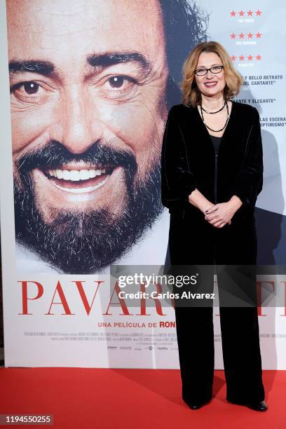 Luciano Pavarotti Foundation President Nicoletta Mantovani Pavarotti attends 'Pavarotti' premiere at the Verdi cinema on December 17, 2019 in Madrid,...