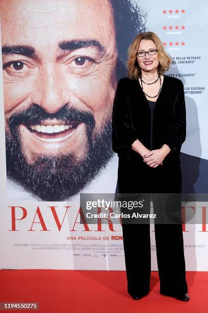 Luciano Pavarotti Foundation President Nicoletta Mantovani Pavarotti attends 'Pavarotti' premiere at the Verdi cinema on December 17, 2019 in Madrid,...