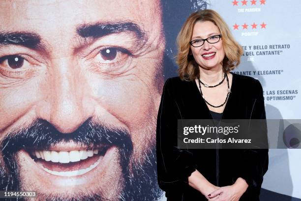 Luciano Pavarotti Foundation President Nicoletta Mantovani Pavarotti attends 'Pavarotti' premiere at the Verdi cinema on December 17, 2019 in Madrid,...