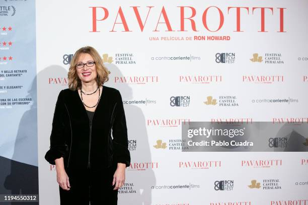 Luciano Pavarotti Foundation President Nicoletta Mantovani attends 'Pavarotti' premiere at Verdi Cinema on December 17, 2019 in Madrid, Spain.