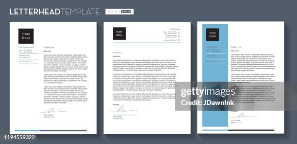 set of generic company letterhead template design 8.5x11 inches - lettre document stock illustrations