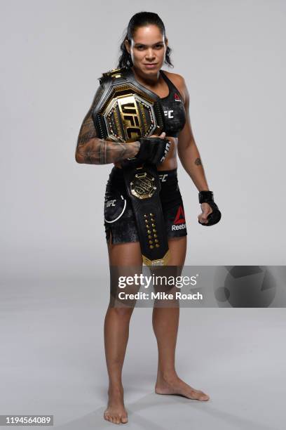 Amanda Nunes of Brazil poses for a portrait during a UFC photo session on December 11, 2019 in Las Vegas, Nevada.