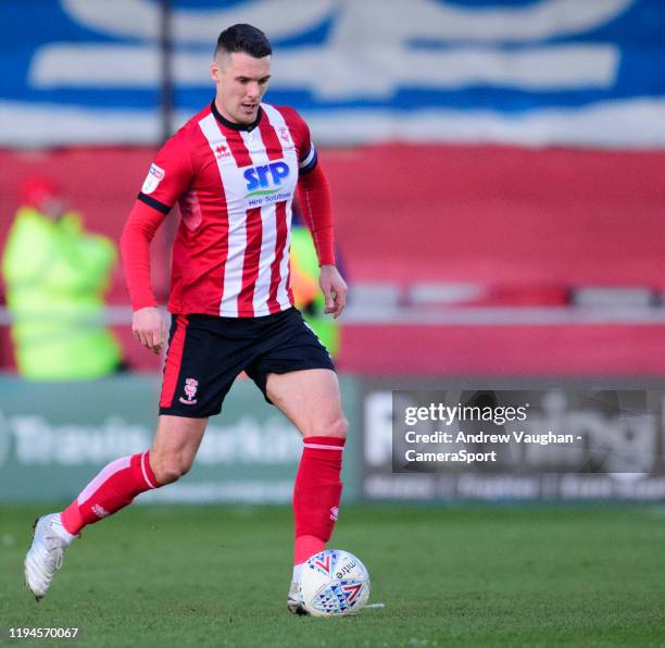 Lincoln City's Jason Shackell during the Sky Bet League One match between Lincoln City and Blackpool at LNER Stadium on January 18, 2020 in Lincoln,...