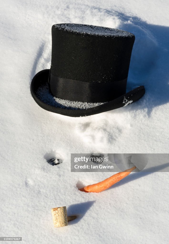 Snowman's Face in Snow